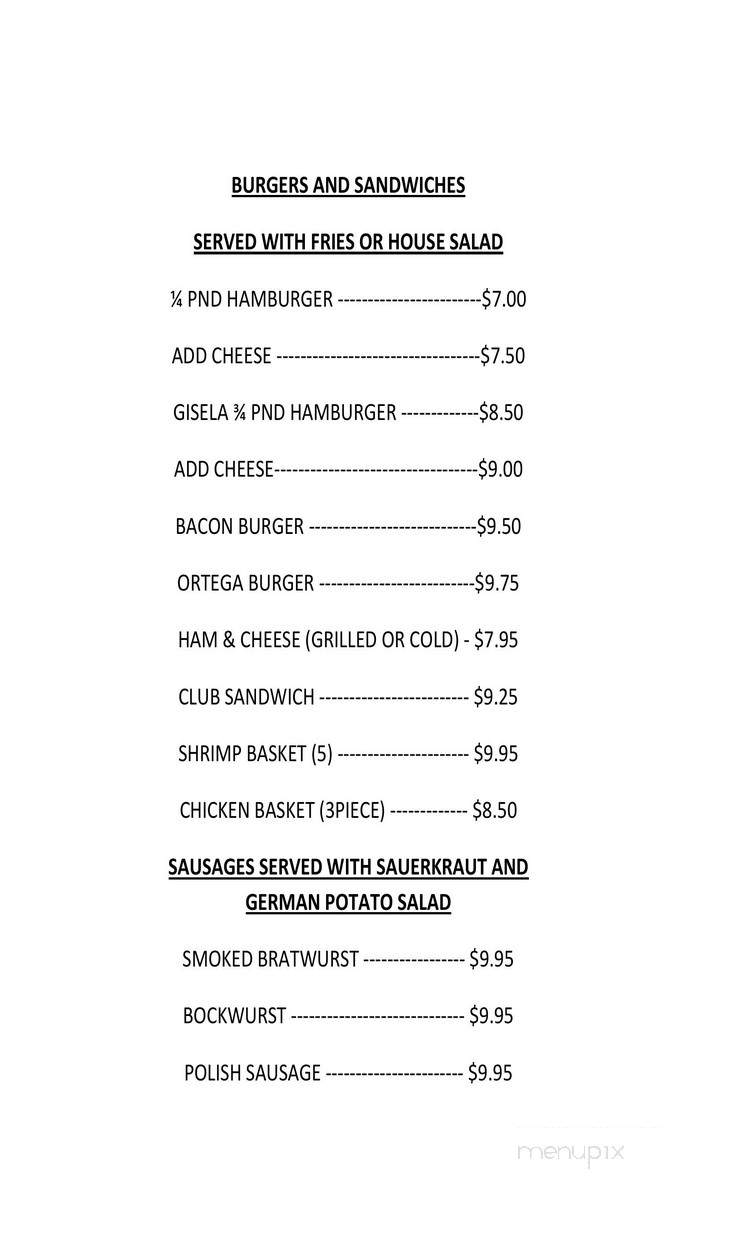 Northshore Inn O'Brien - Bradley, CA menu_pic