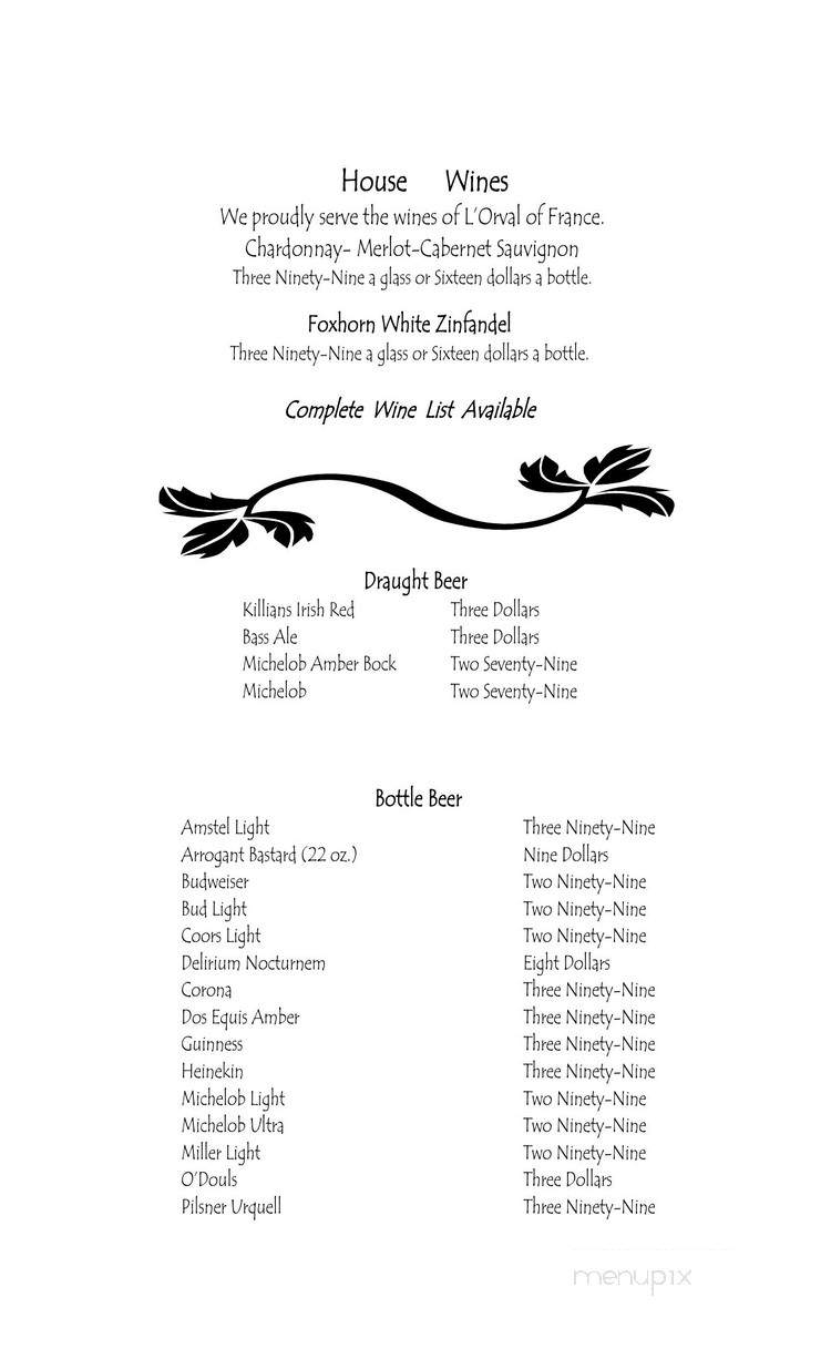 Halcyon Days Restaurant - Crossville, TN menu_pic