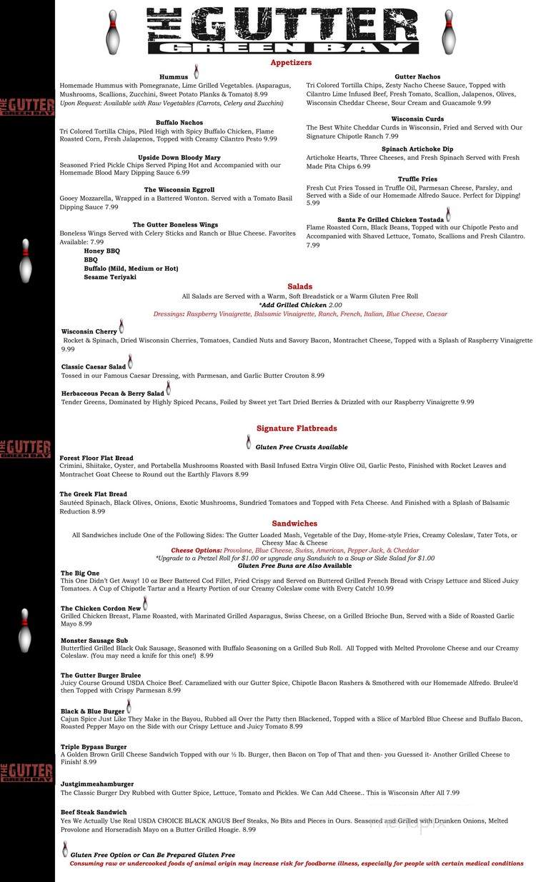 Gutter - Green Bay, WI menu_pic