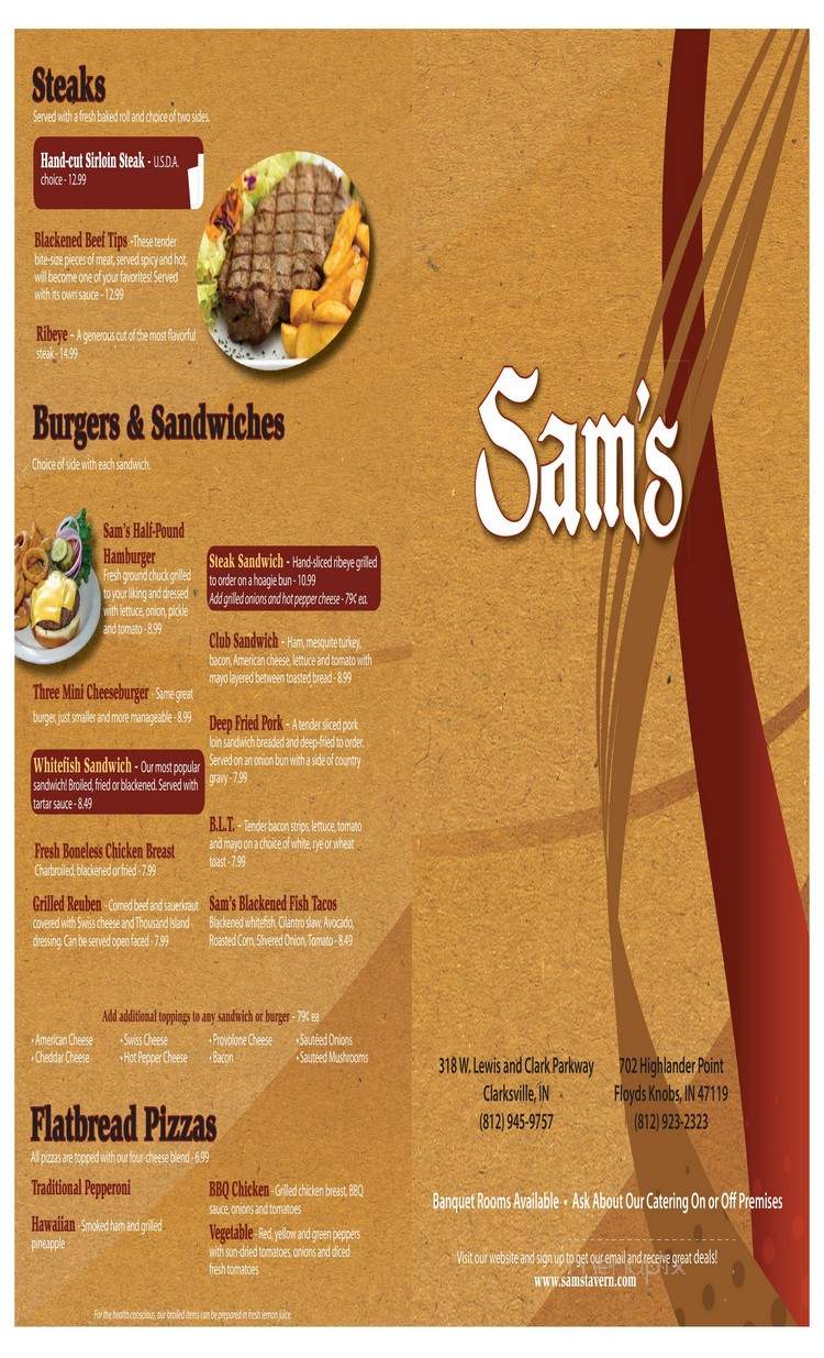 Sam's Food & Spirits - New Albany, IN menu_pic