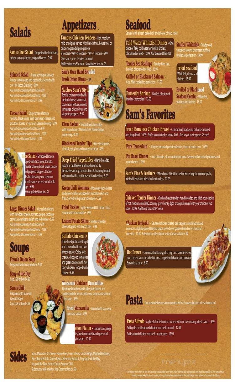 Sam's Food & Spirits - New Albany, IN menu_pic