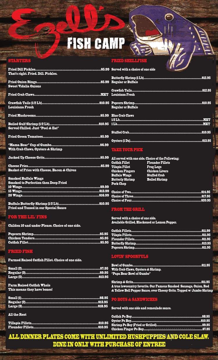 Ezell's Fish Camp - Oxford, MS menu_pic