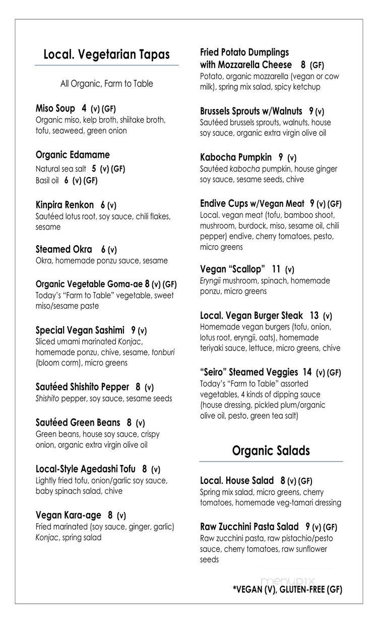 Local . Healthy Tapas & Sake - Costa Mesa, CA menu_pic