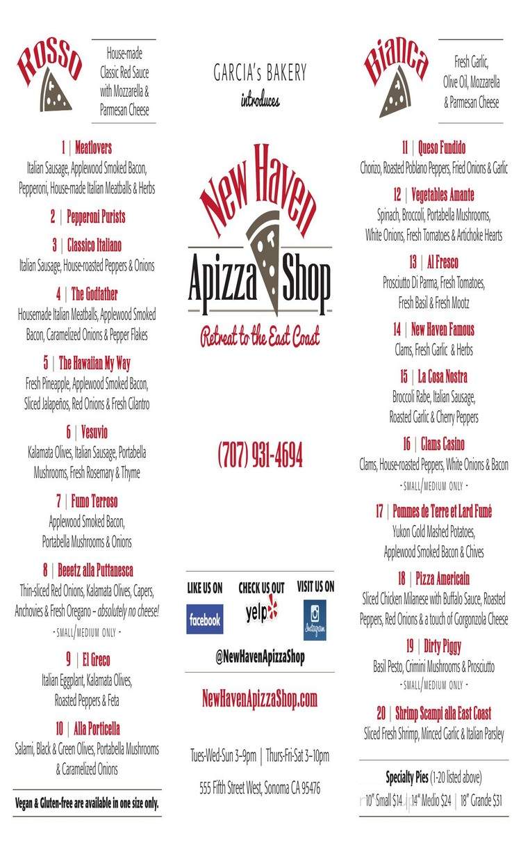 New Haven Apizza - Sonoma, CA menu_pic