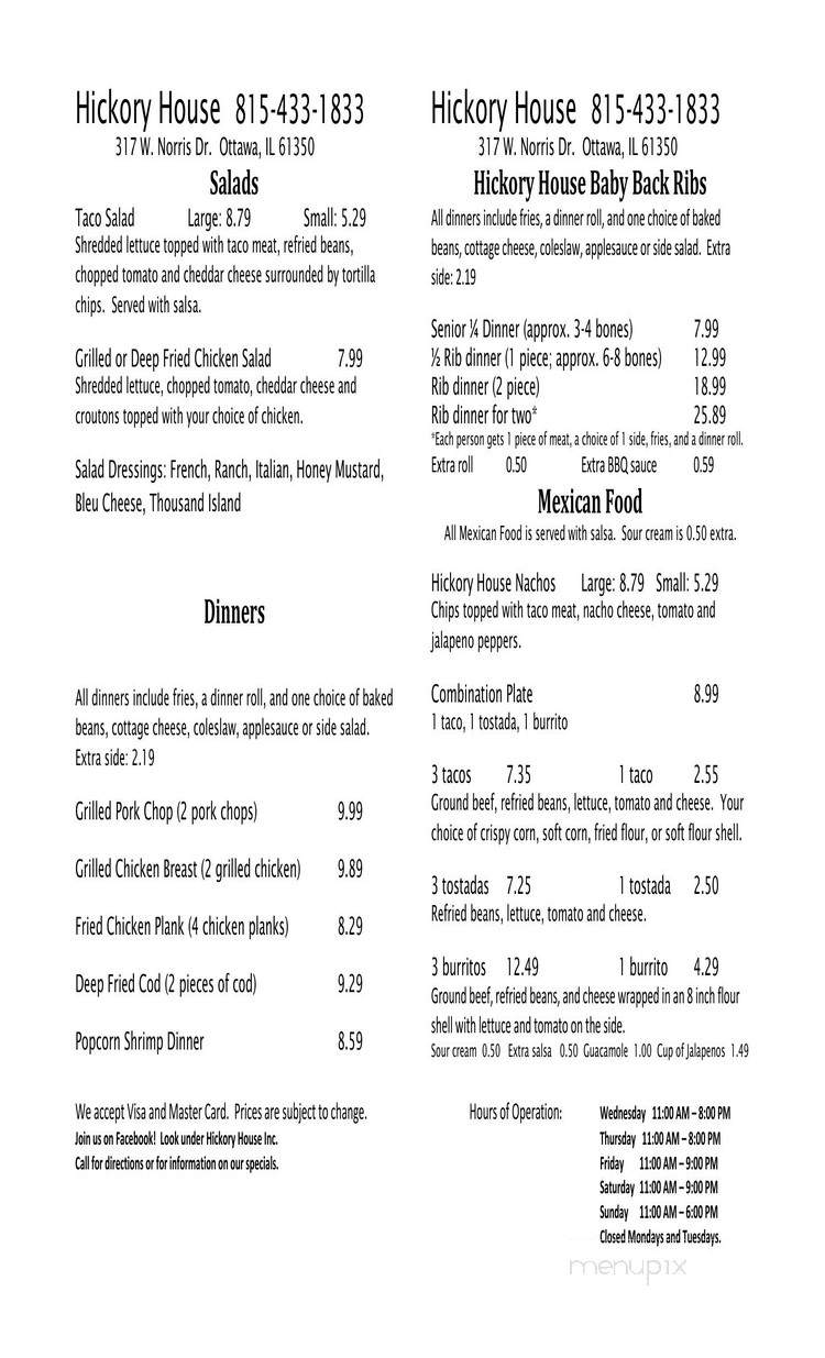 Hickory House - Ottawa, IL menu_pic