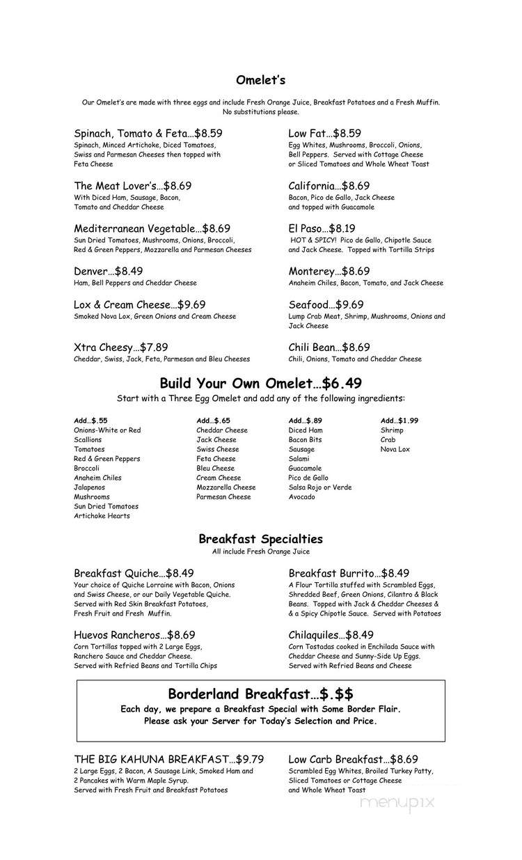 J B's Cafe - El Paso, TX menu_pic