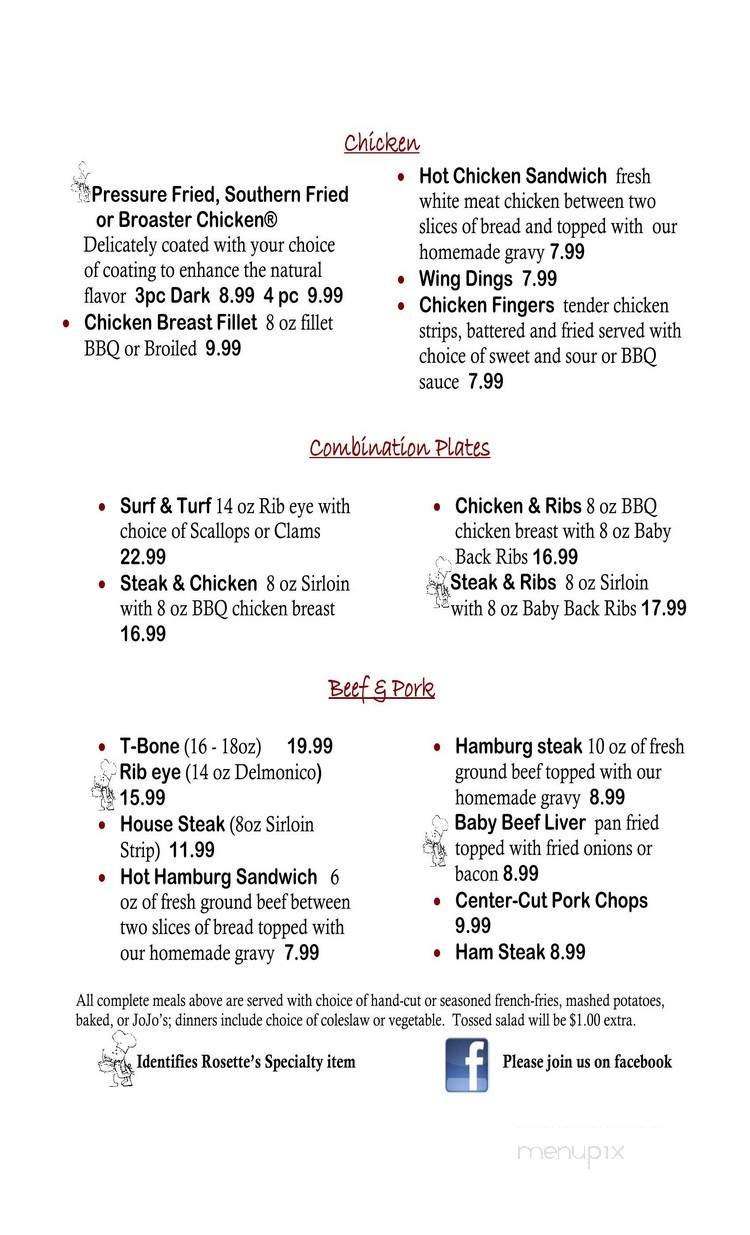 Rosette's Restaurant - Frenchville, ME menu_pic