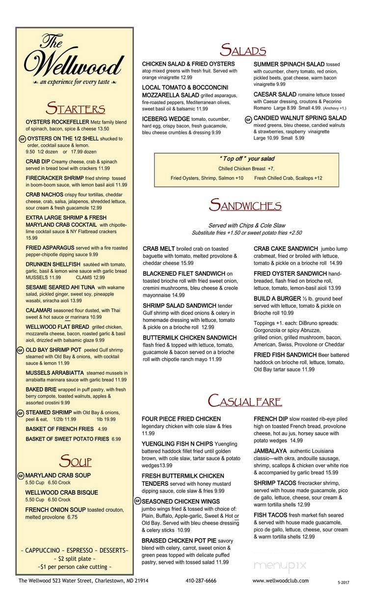 Wellwood Club - Charlestown, MD menu_pic