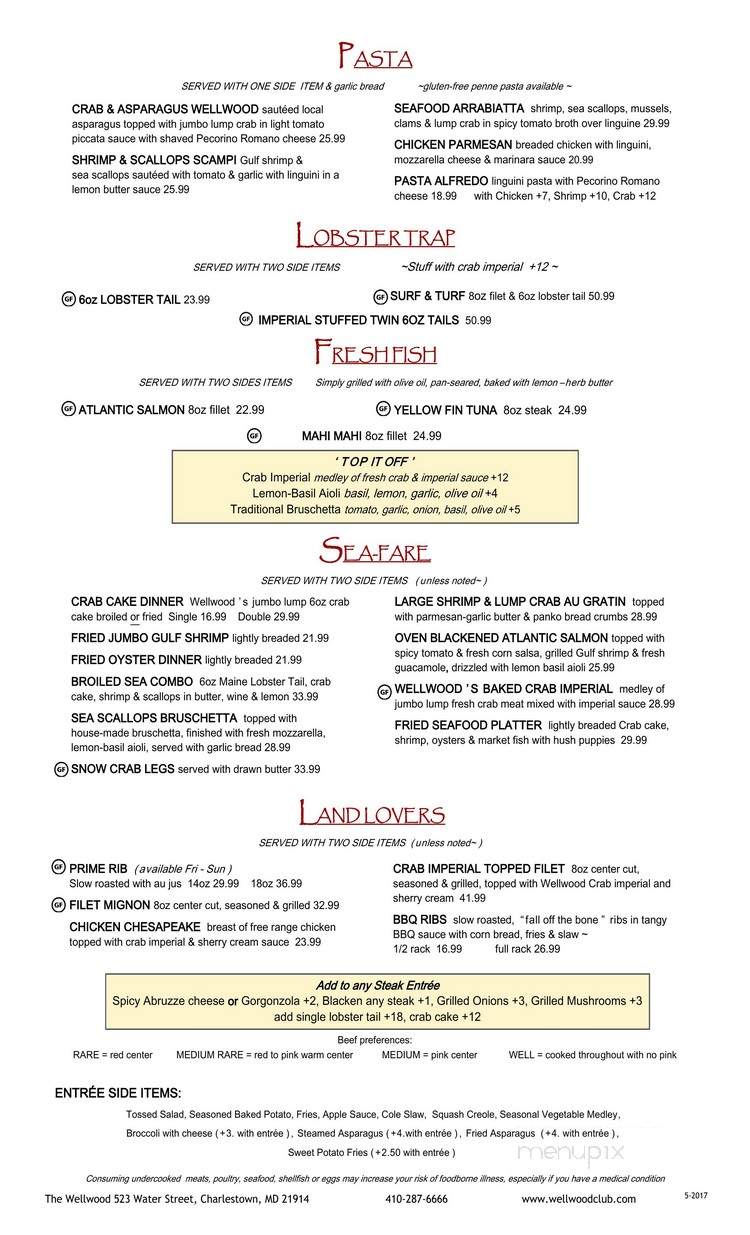 Wellwood Club - Charlestown, MD menu_pic