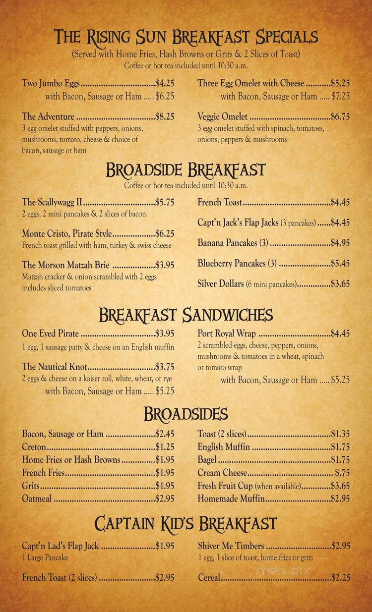The Pirate's Cove Cafe - Fort Lauderdale, FL menu_pic
