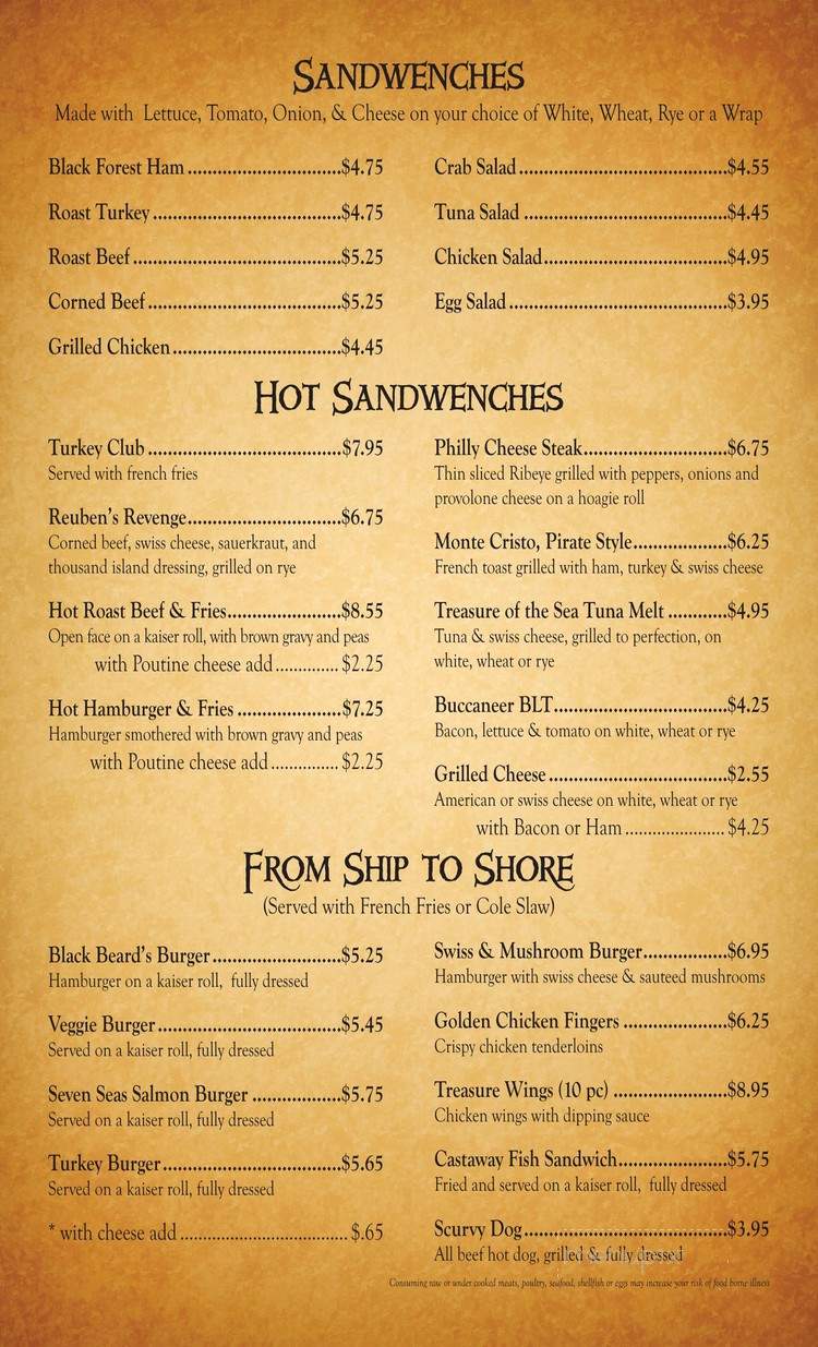 The Pirate's Cove Cafe - Fort Lauderdale, FL menu_pic