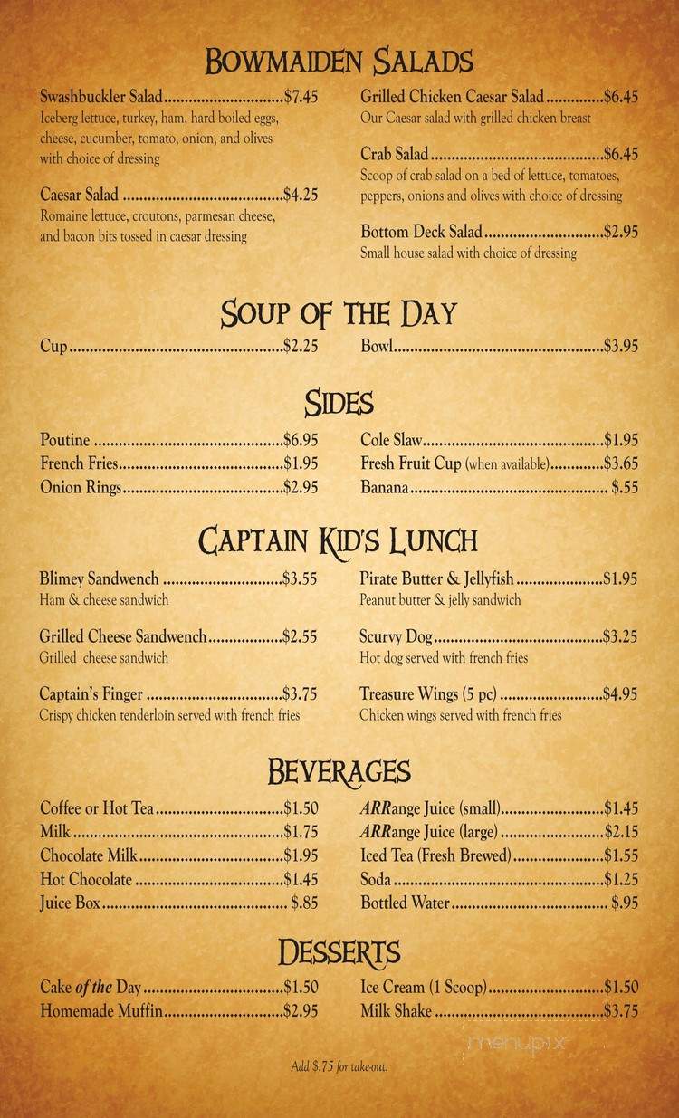 The Pirate's Cove Cafe - Fort Lauderdale, FL menu_pic
