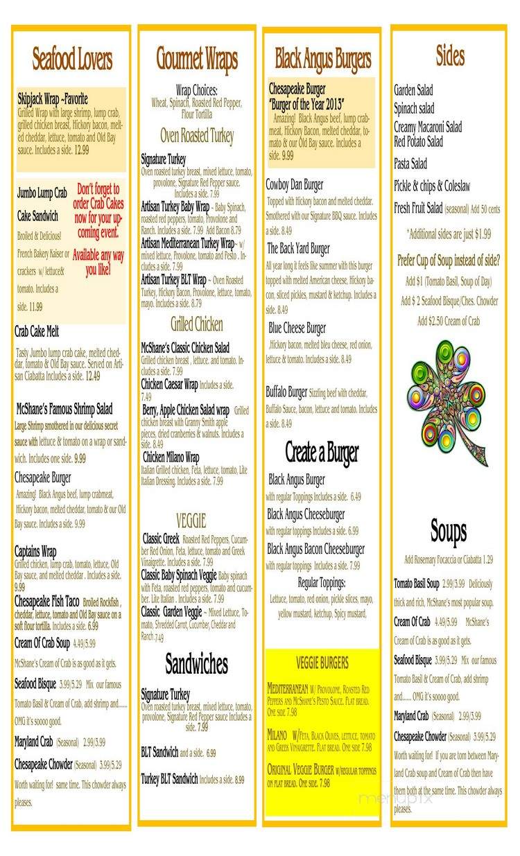 McShane's - Bel Air, MD menu_pic