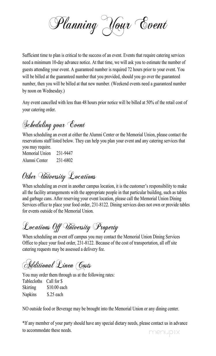 Alumni Center - Fargo, ND menu_pic