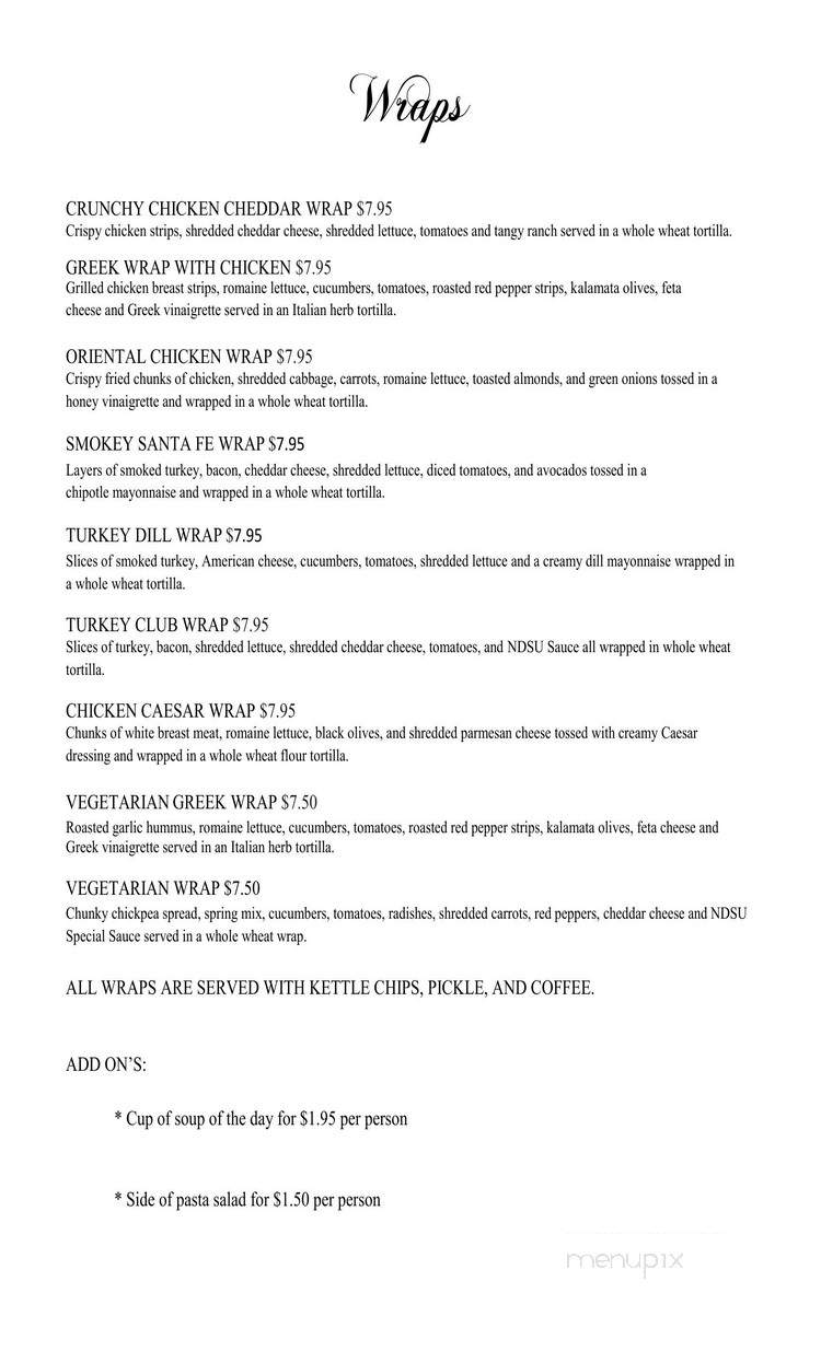 Alumni Center - Fargo, ND menu_pic