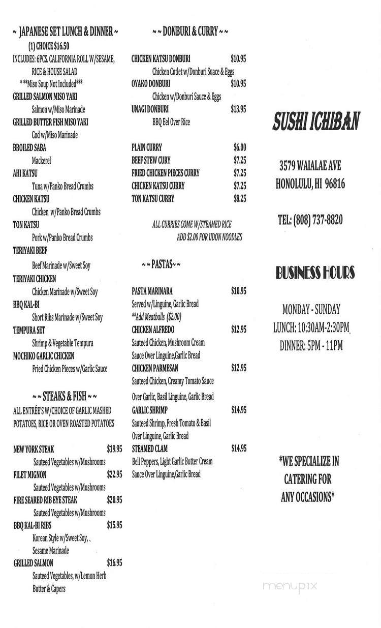 Sushi Ichiban - Honolulu, HI menu_pic