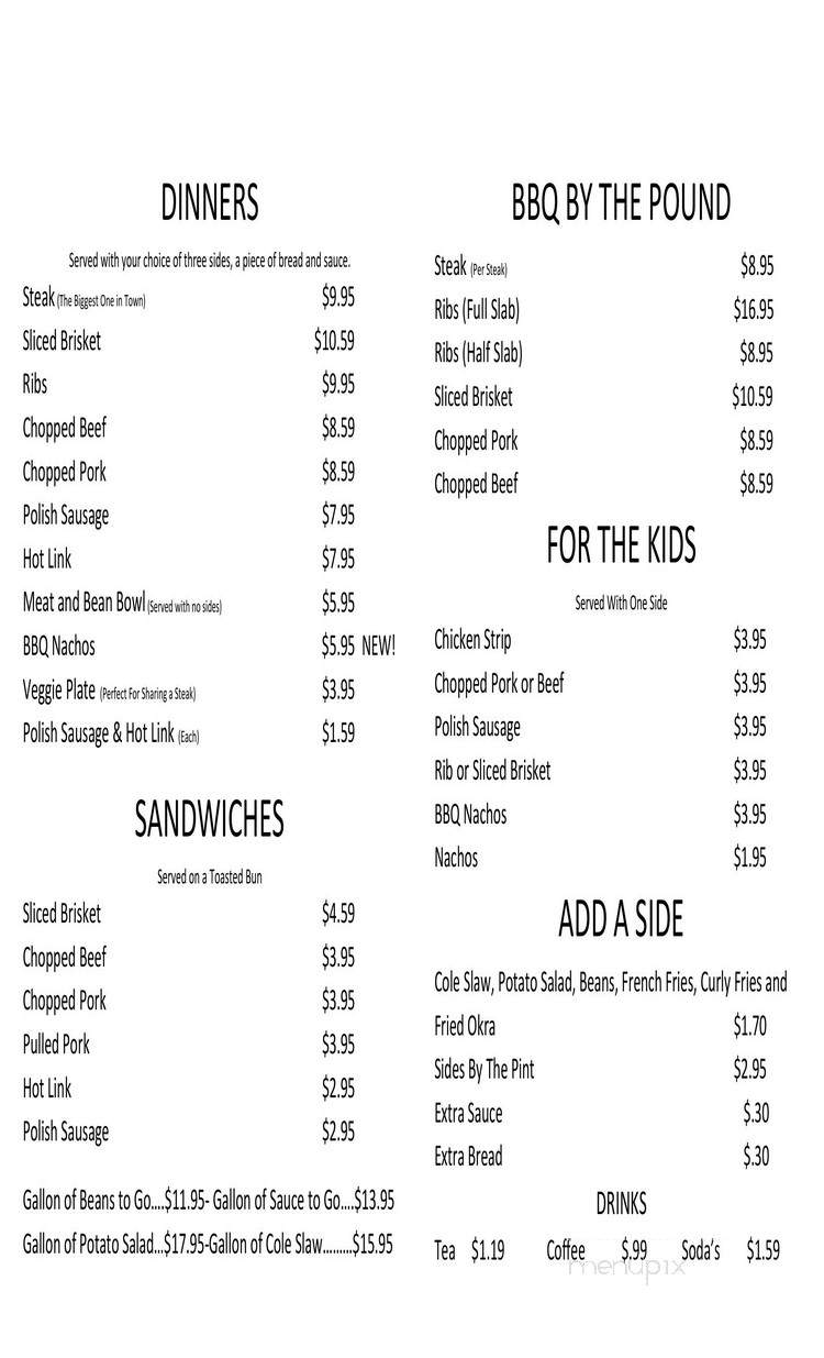Billy's Pit Bar-B-Que - Duncan, OK menu_pic