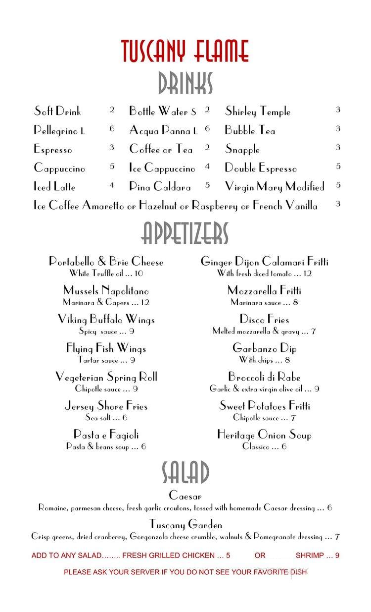 Tuscany Flame Italian Grill - Totowa, NJ menu_pic