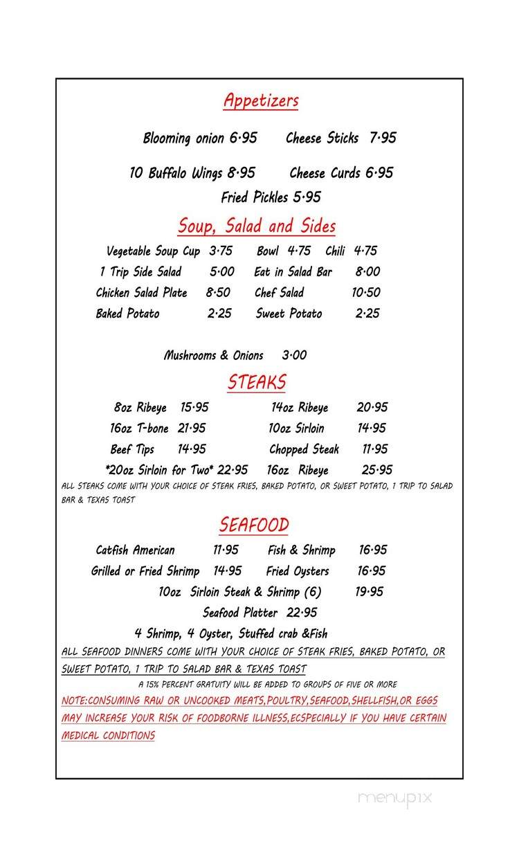 Highland Avenue Steak Pit - Selma, AL menu_pic