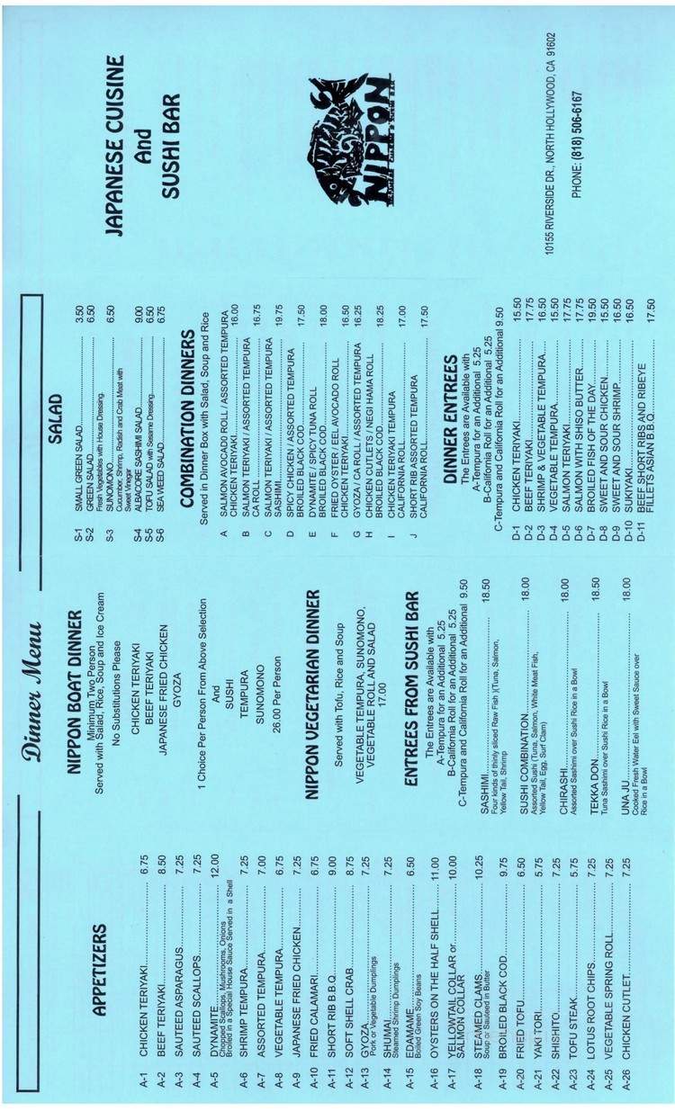 Nippon - Toluca Lake, CA menu_pic