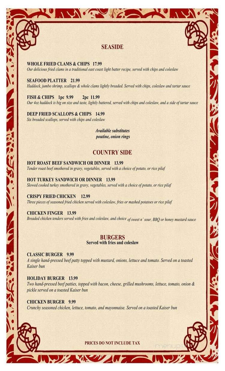 Holiday Restaurant - Cambridge-Narrows, NB menu_pic