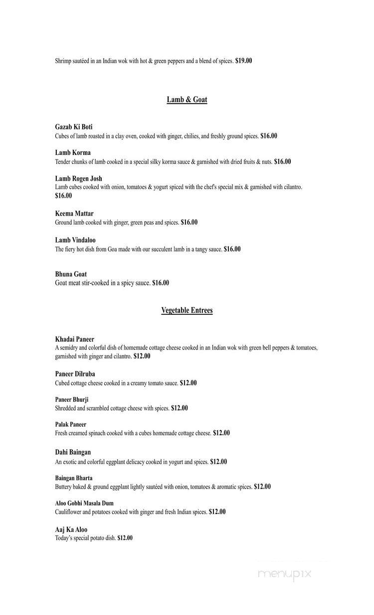 Khyber Grill - Frontier Indian Cuisine - South Plainfield, NJ menu_pic