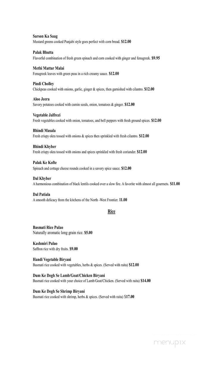 Khyber Grill - Frontier Indian Cuisine - South Plainfield, NJ menu_pic