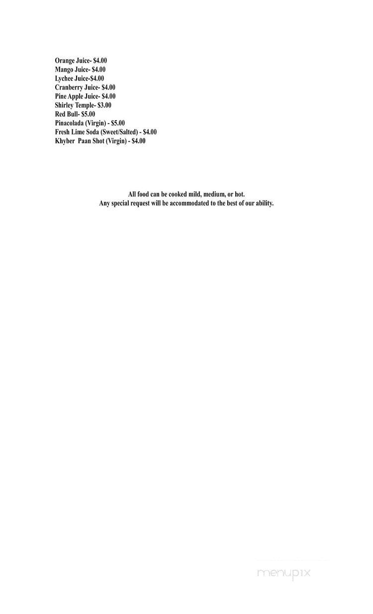 Khyber Grill - Frontier Indian Cuisine - South Plainfield, NJ menu_pic