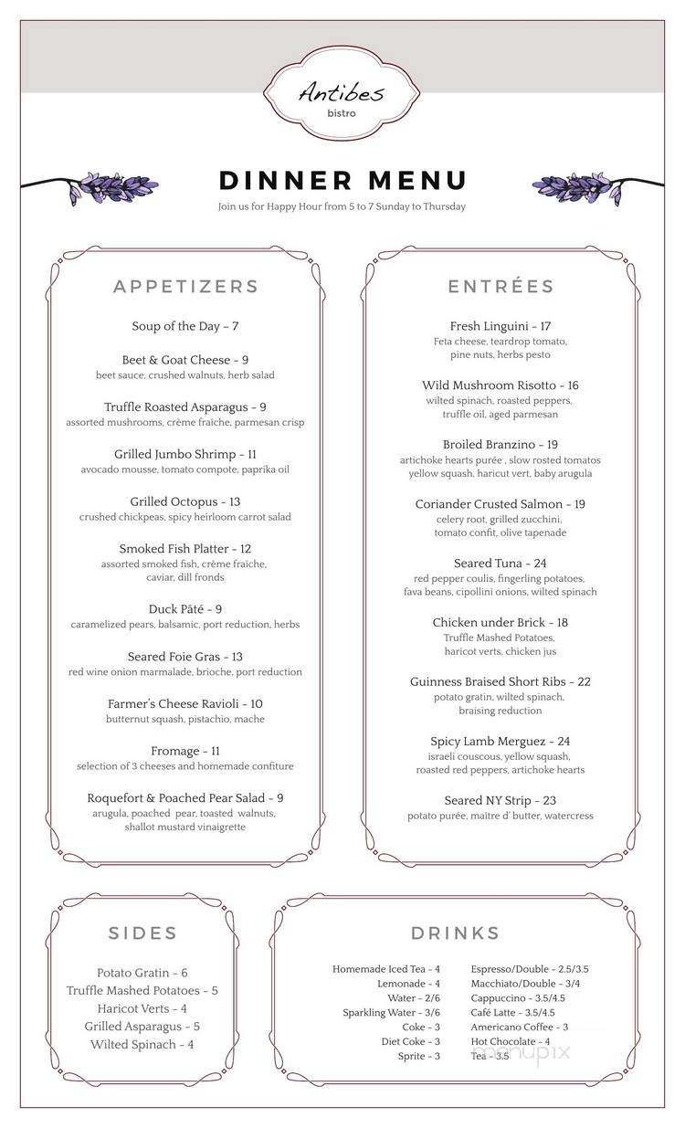 Antibes Bistro - New York, NY menu_pic
