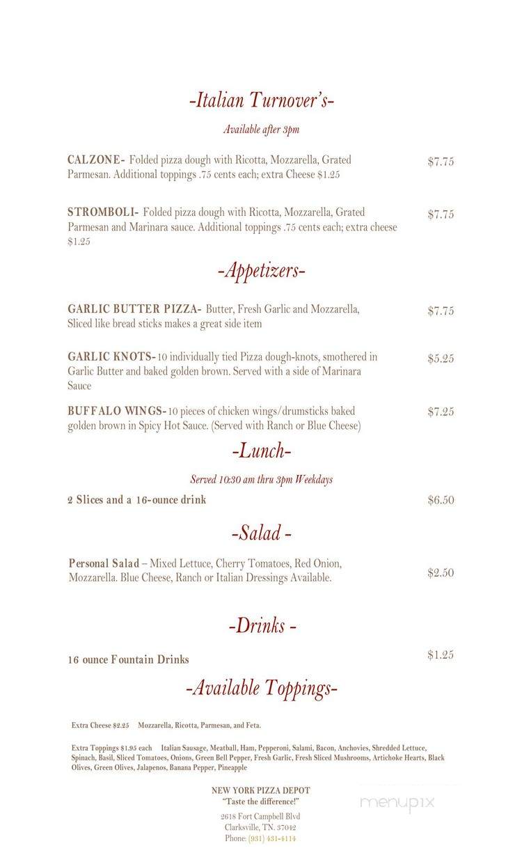 /380197985/New-York-Pizza-Depot-and-Scottys-Sports-Pub-Clarksville-TN - Clarksville, TN