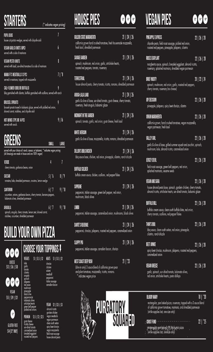 Purgatory Pizza - Los Angeles, CA menu_pic
