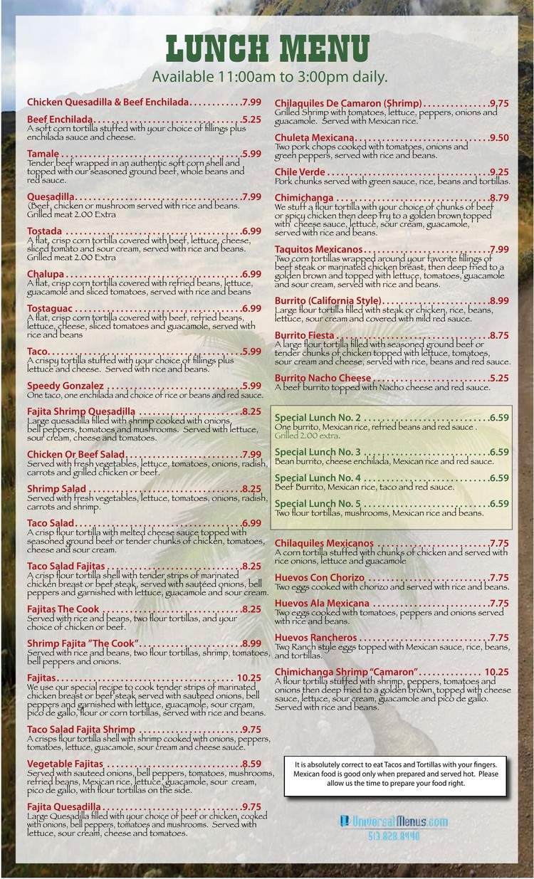 Camino Grande - Georgetown, KY menu_pic