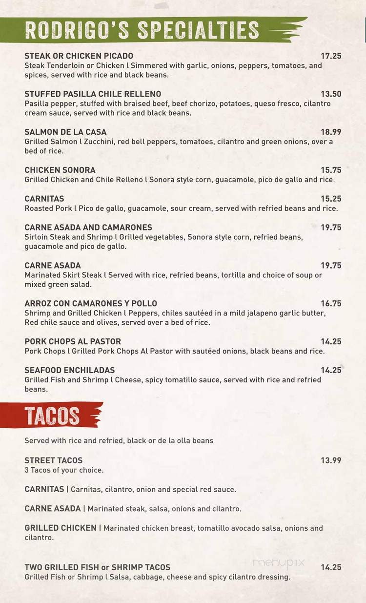 Rodrigo's Mexican Grill - Riverside, CA menu_pic