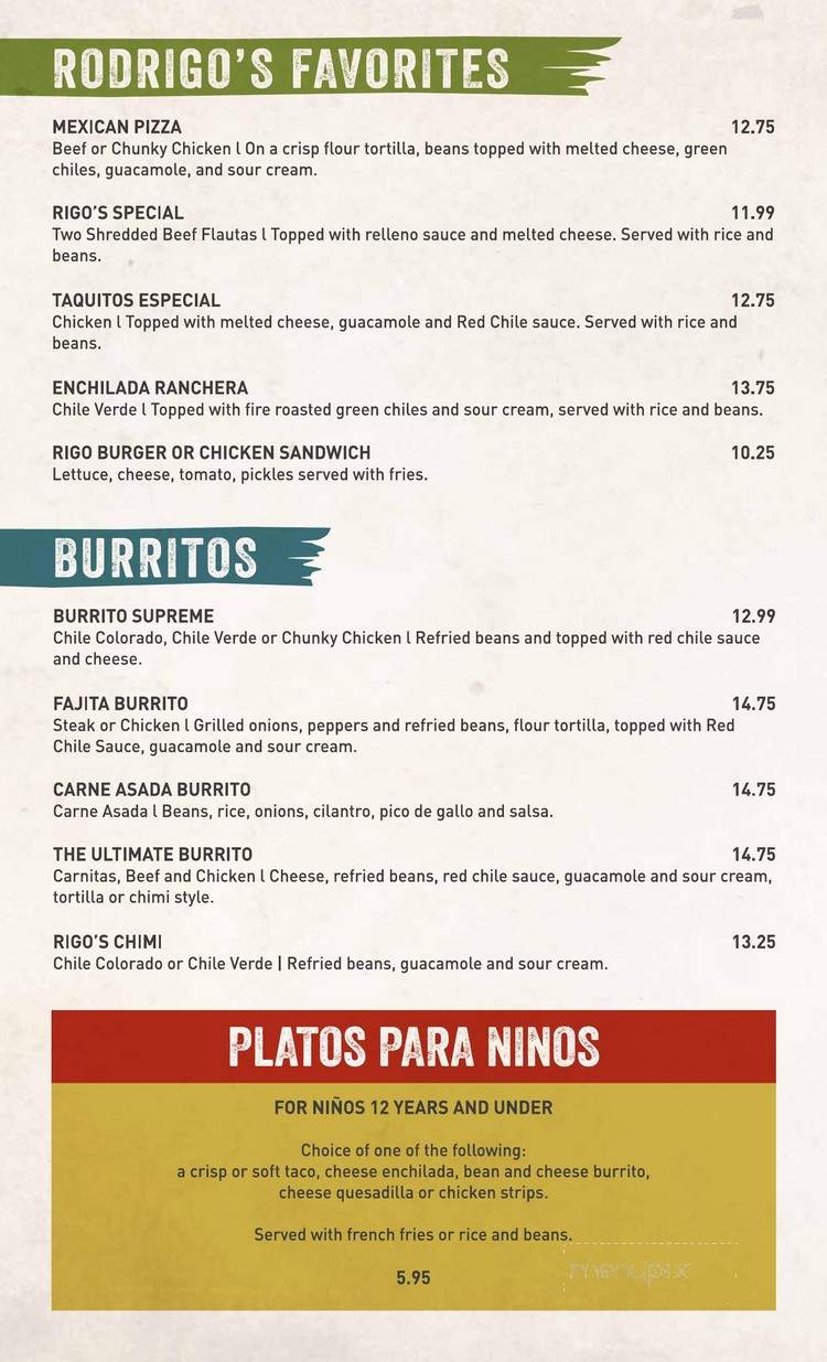 Rodrigo's Mexican Grill - Riverside, CA menu_pic