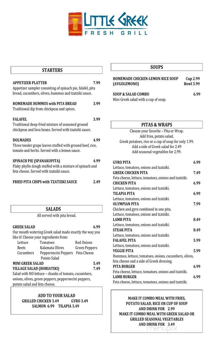 Little Greek Fresh Grill - Frisco, TX menu_pic