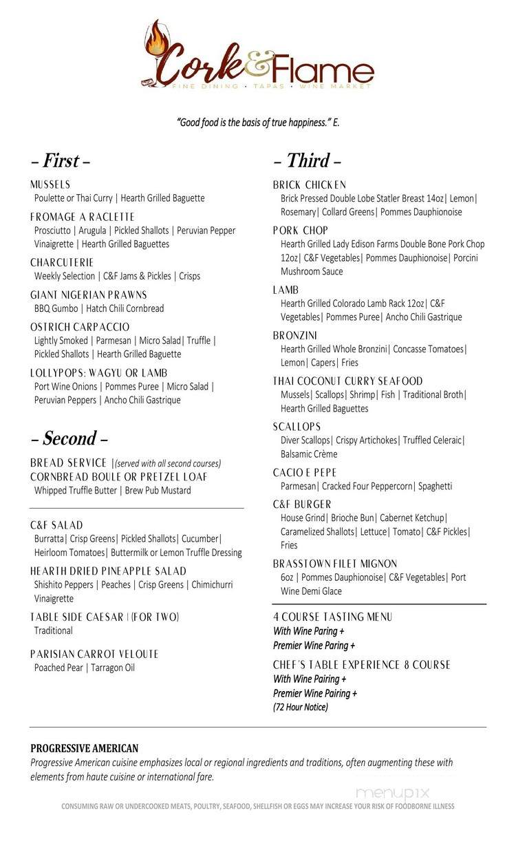 Cork And Flame - Evans, GA menu_pic