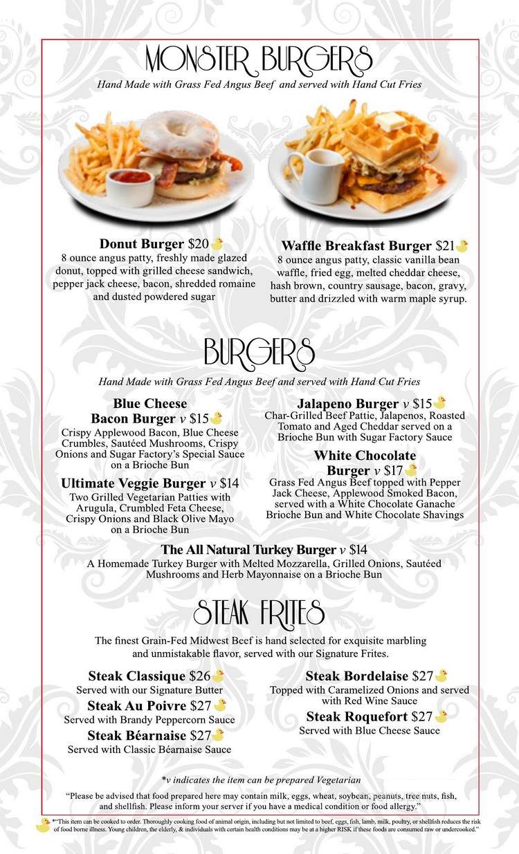 Menu of Sugar Factory in Atlantic City, NJ 08401