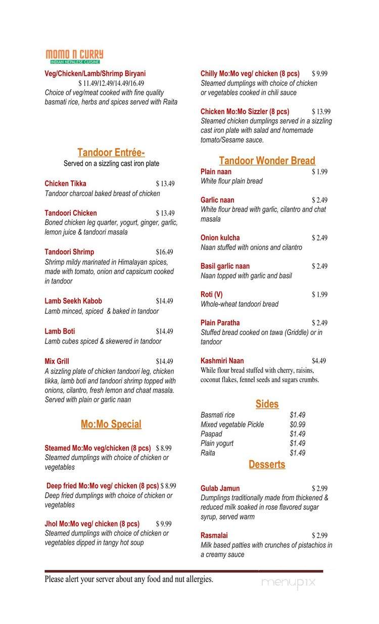 Momo N Curry - Concord, CA menu_pic