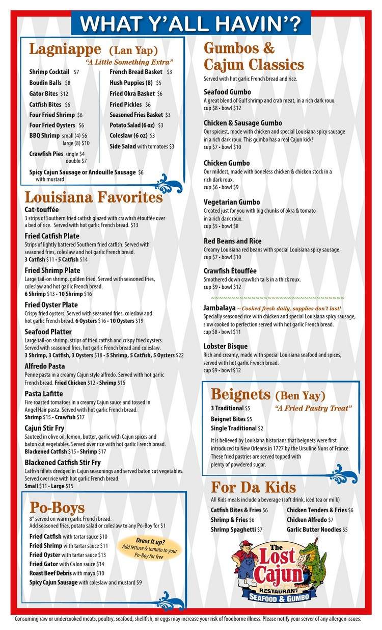 The Lost Cajun- Embassy - San Antonio, TX menu_pic