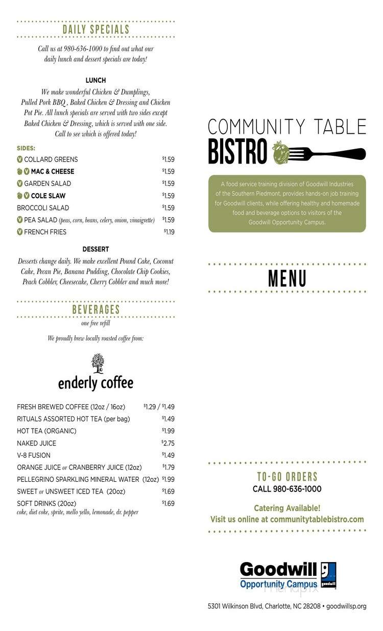 Community Table Bistro - Charlotte, NC menu_pic