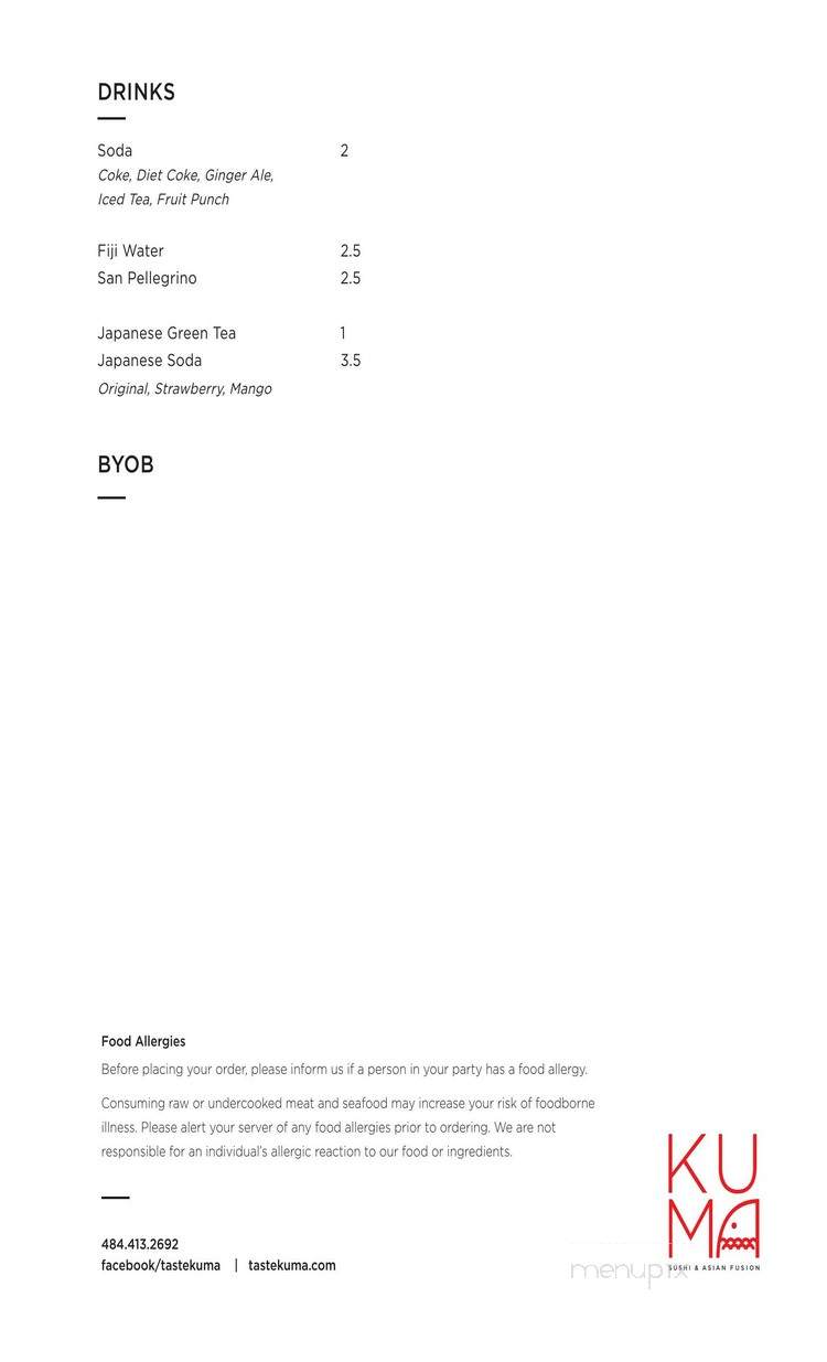 Kuma Sushi & Asian Fusion - Wynnewood, PA menu_pic