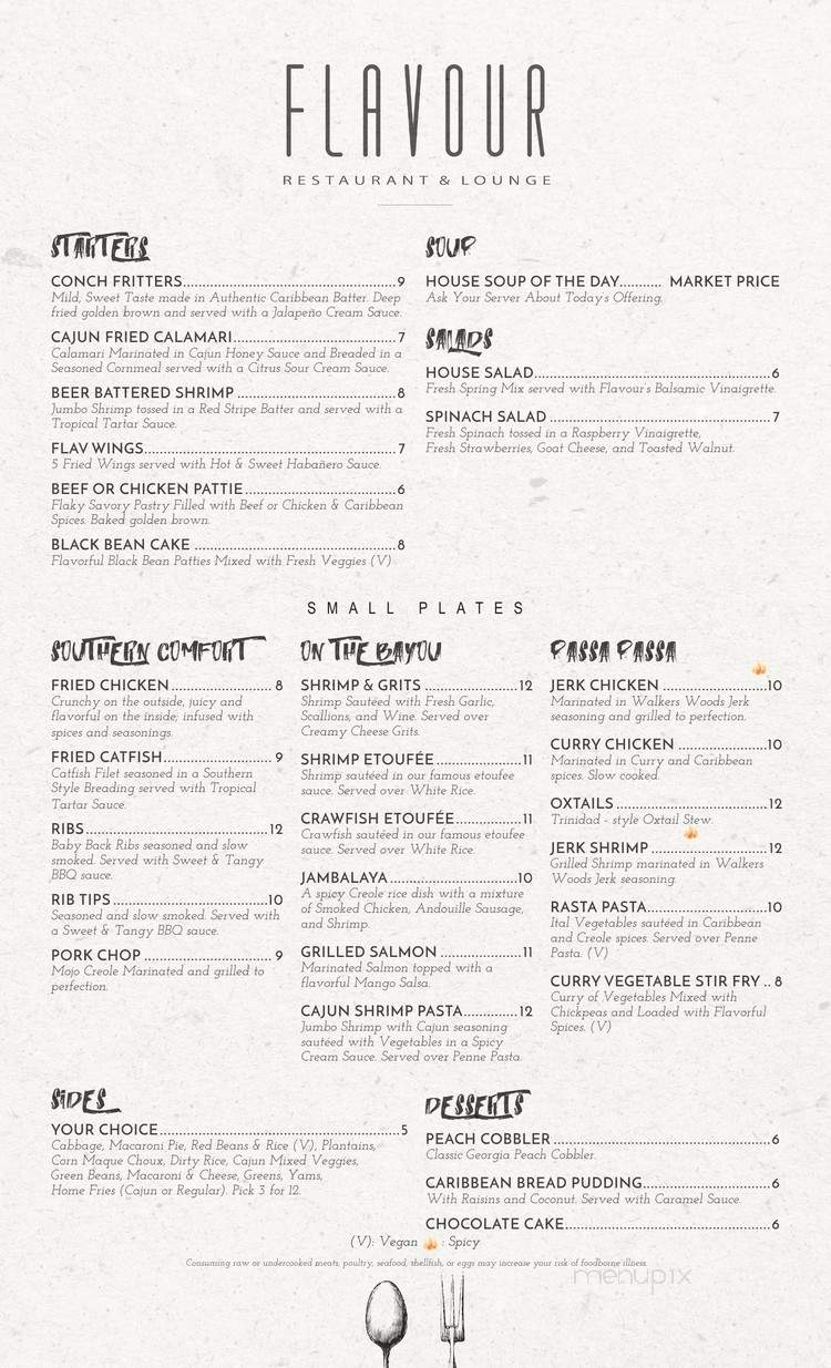 Flavour Restaurant - Louisville, KY menu_pic