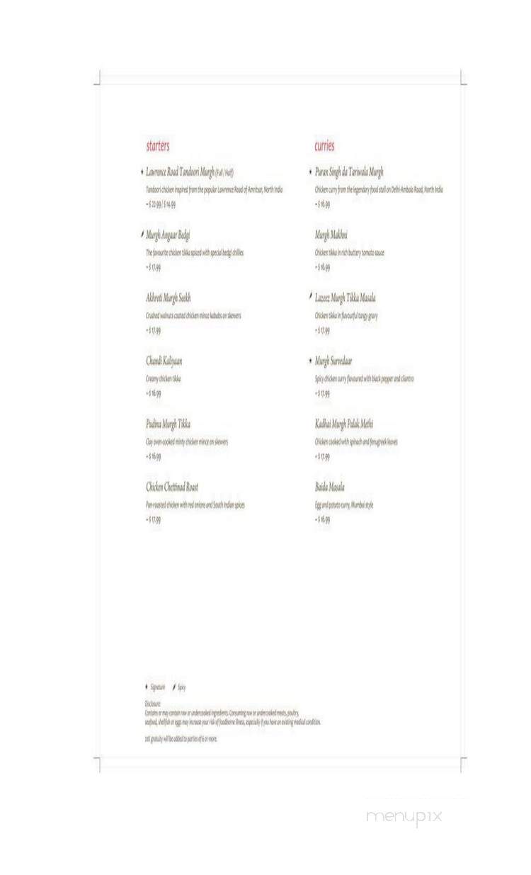 The Yellow Chilli by Sanjeev Kapoor - Santa Clara, CA menu_pic