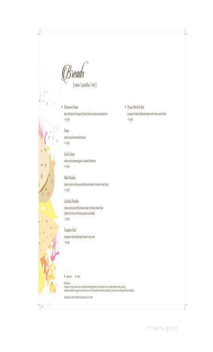 The Yellow Chilli by Sanjeev Kapoor - Santa Clara, CA menu_pic