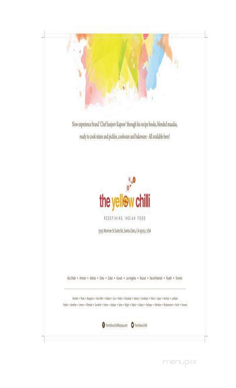 The Yellow Chilli by Sanjeev Kapoor - Santa Clara, CA menu_pic