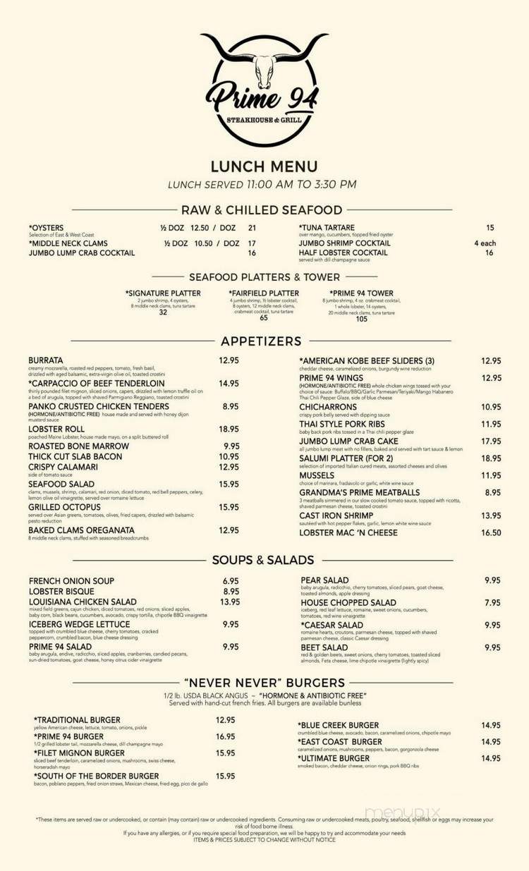Prime 94 Steakhouse & Grill - Fairfield, NJ menu_pic
