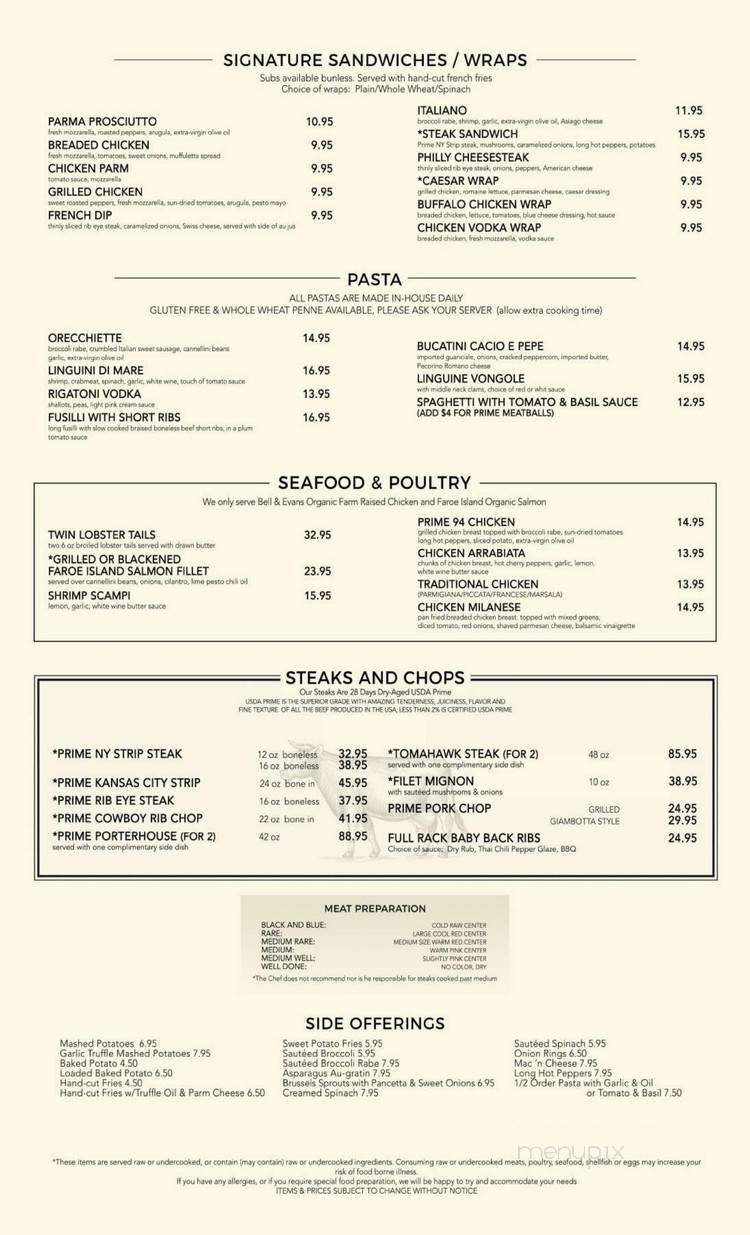 Prime 94 Steakhouse & Grill - Fairfield, NJ menu_pic