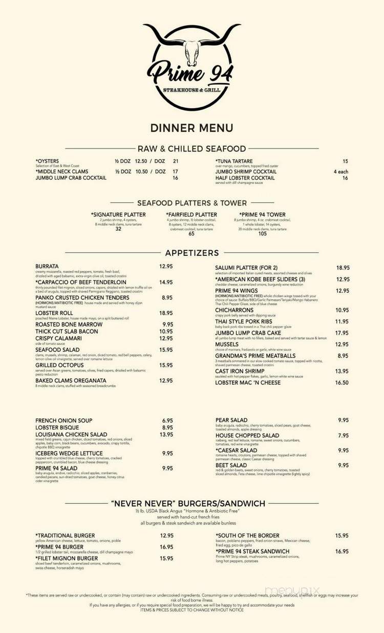 Prime 94 Steakhouse & Grill - Fairfield, NJ menu_pic