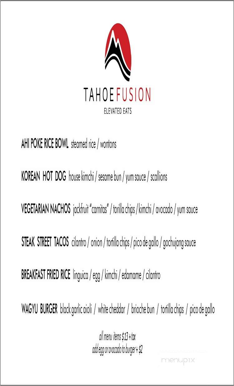 Tahoe Fusion - Homewood, CA menu_pic
