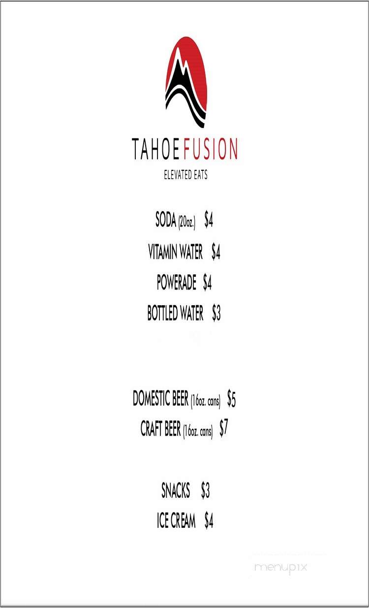 Tahoe Fusion - Homewood, CA menu_pic